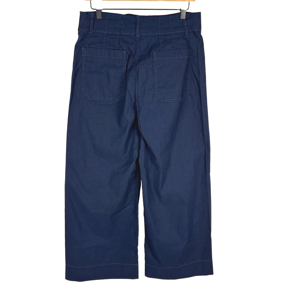 Maeve Anthro. Colette Wide Leg Crop Pants 31 x 25 Navy Preppy Nautical Academia - Picture 10 of 11